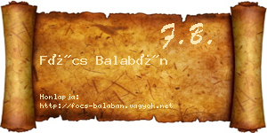 Föcs Balabán névjegykártya
